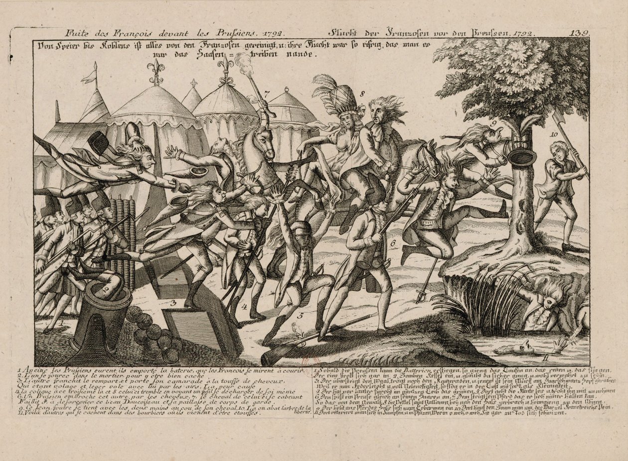 A francia menekülés a poroszok elől 1792-ben, 1792 körül. alkotó: Unbekannt