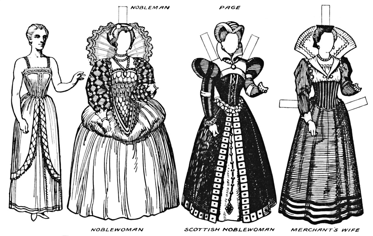 The Gallery of British Costume: Ruha, amelyet a tizenhatodik század végén viseltek, 1934 alkotó: Unbekannt