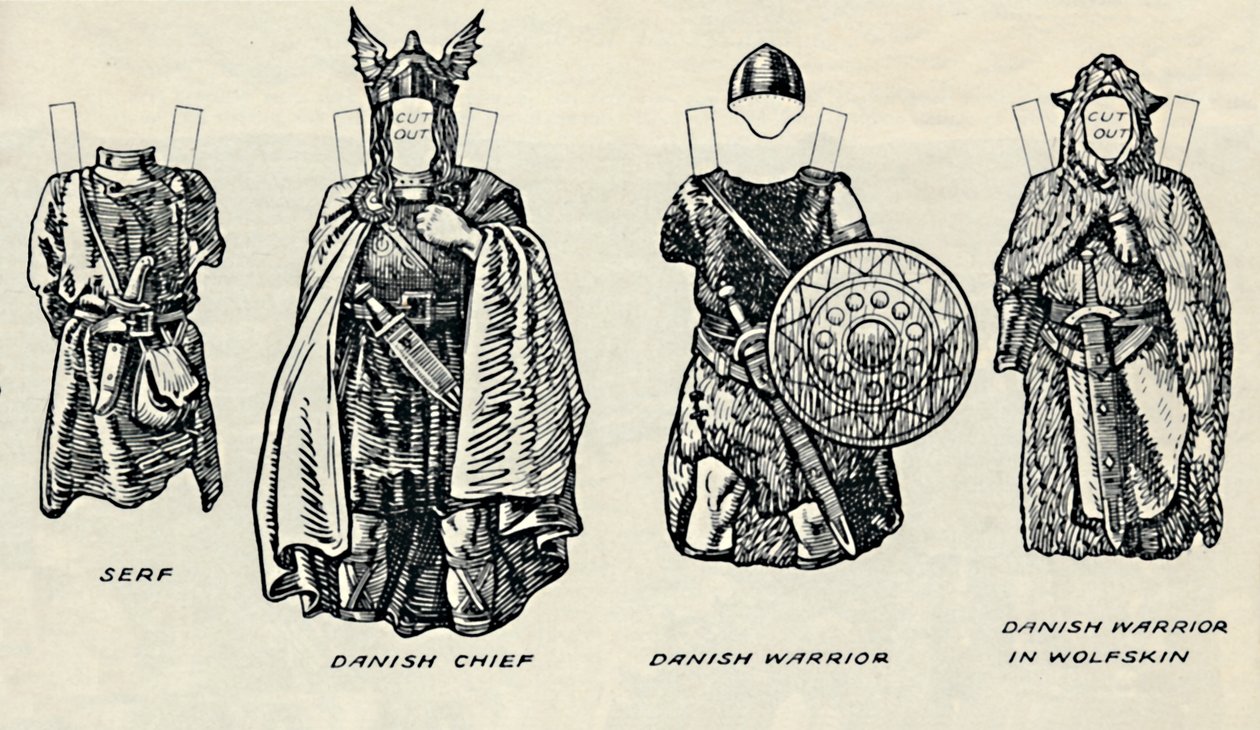 The Gallery of British Costume: A dánok és későbbi angolszászok ruhája, 1934 alkotó: Unbekannt