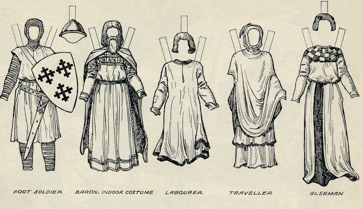 The Gallery of British Costume: Ruhatípusok a korai Plantagenet időkben, c1934 alkotó: Unbekannt