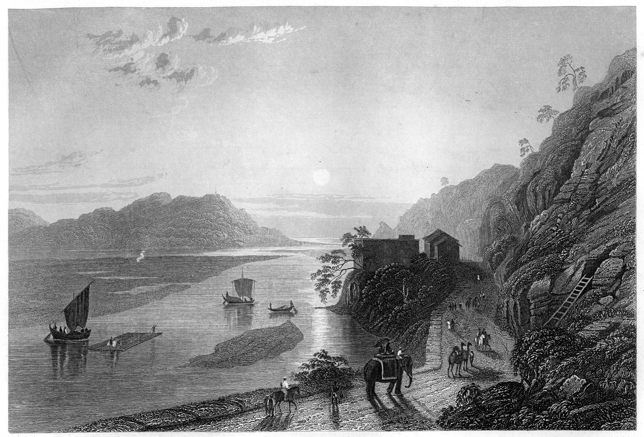 A Gangesz behatolása a síkságra Hurdwar közelében, Indiában, 1860 körül alkotó: Unbekannt