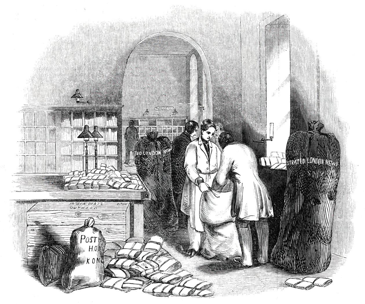 Az általános postahivatal, az indiai posta csomagolása, 1844. alkotó: Unbekannt