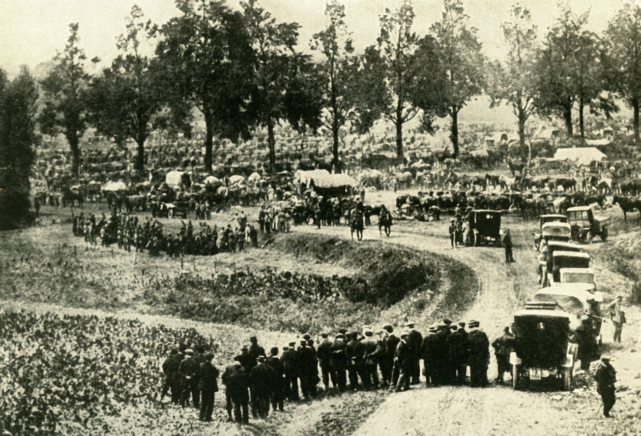 A németek civileket tartóztatnak le a belgiumi Visében, 1914 augusztusában, 1920 körül. alkotó: Unbekannt