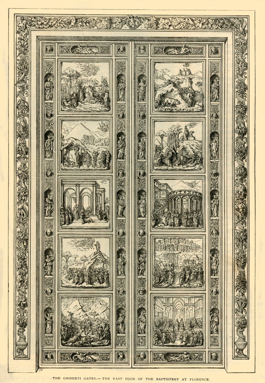 A Ghiberti-kapuk – A firenzei keresztelőkápolna keleti ajtaja, 1882. alkotó: Unbekannt