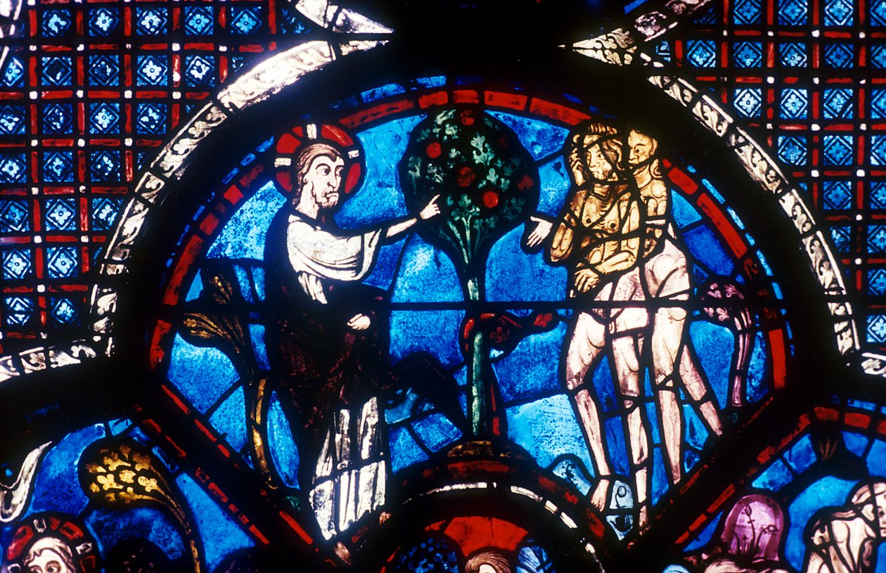 Az irgalmas szamaritánus ablak, Chartres-i székesegyház, Franciaország, 13. század alkotó: Unbekannt