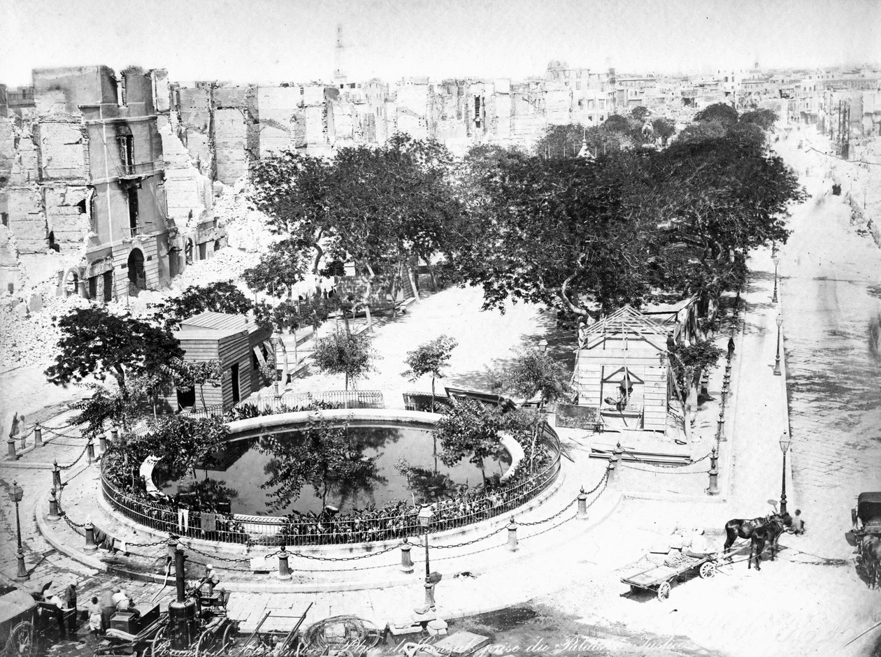A Nagy tér a tűzvész után, Alexandria, Egyiptom, 1910-es évek alkotó: Unbekannt