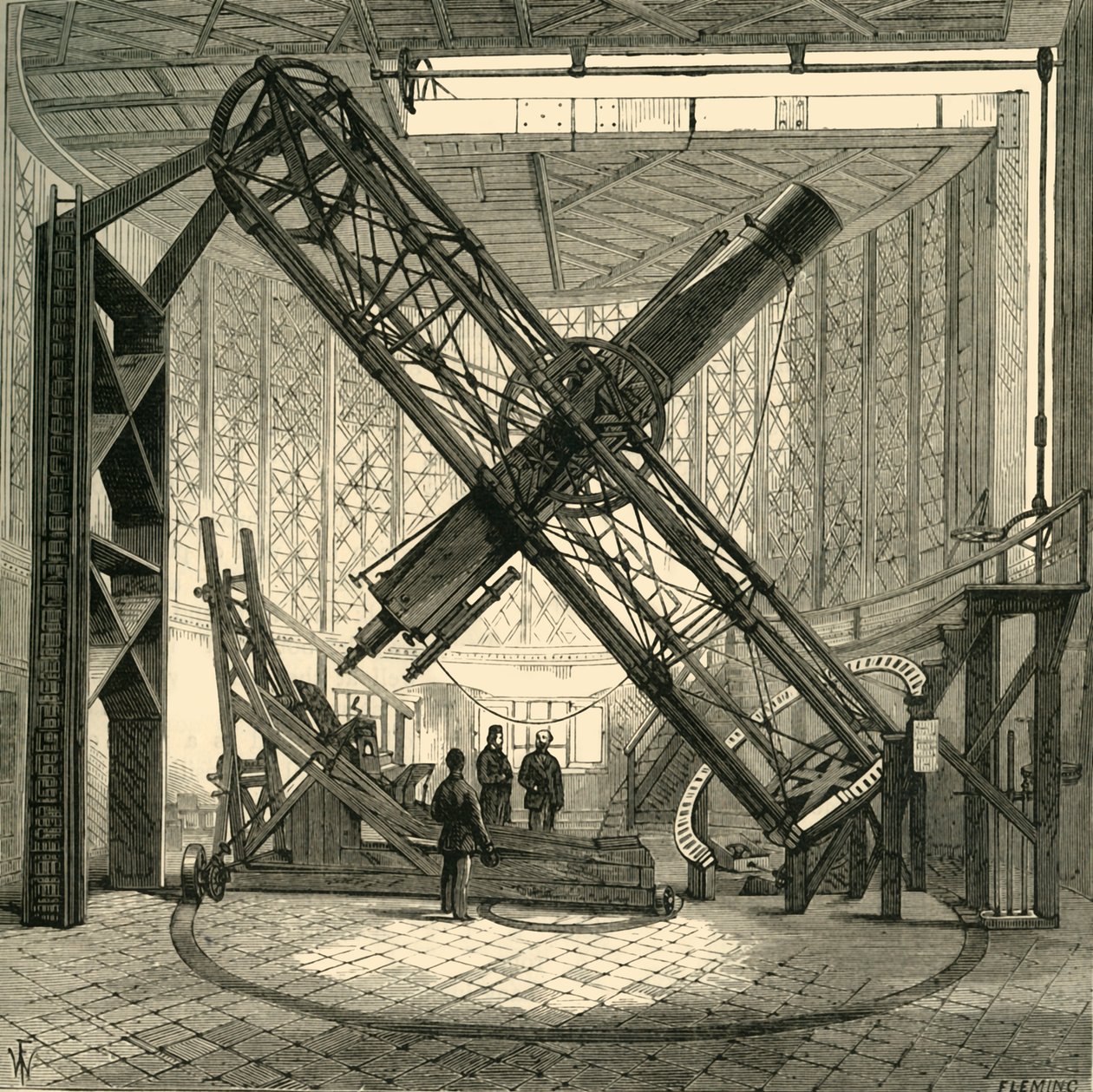 The Great Equatorial Telescope in the Dome, Greenwich Observatory, 1878. alkotó: Unbekannt