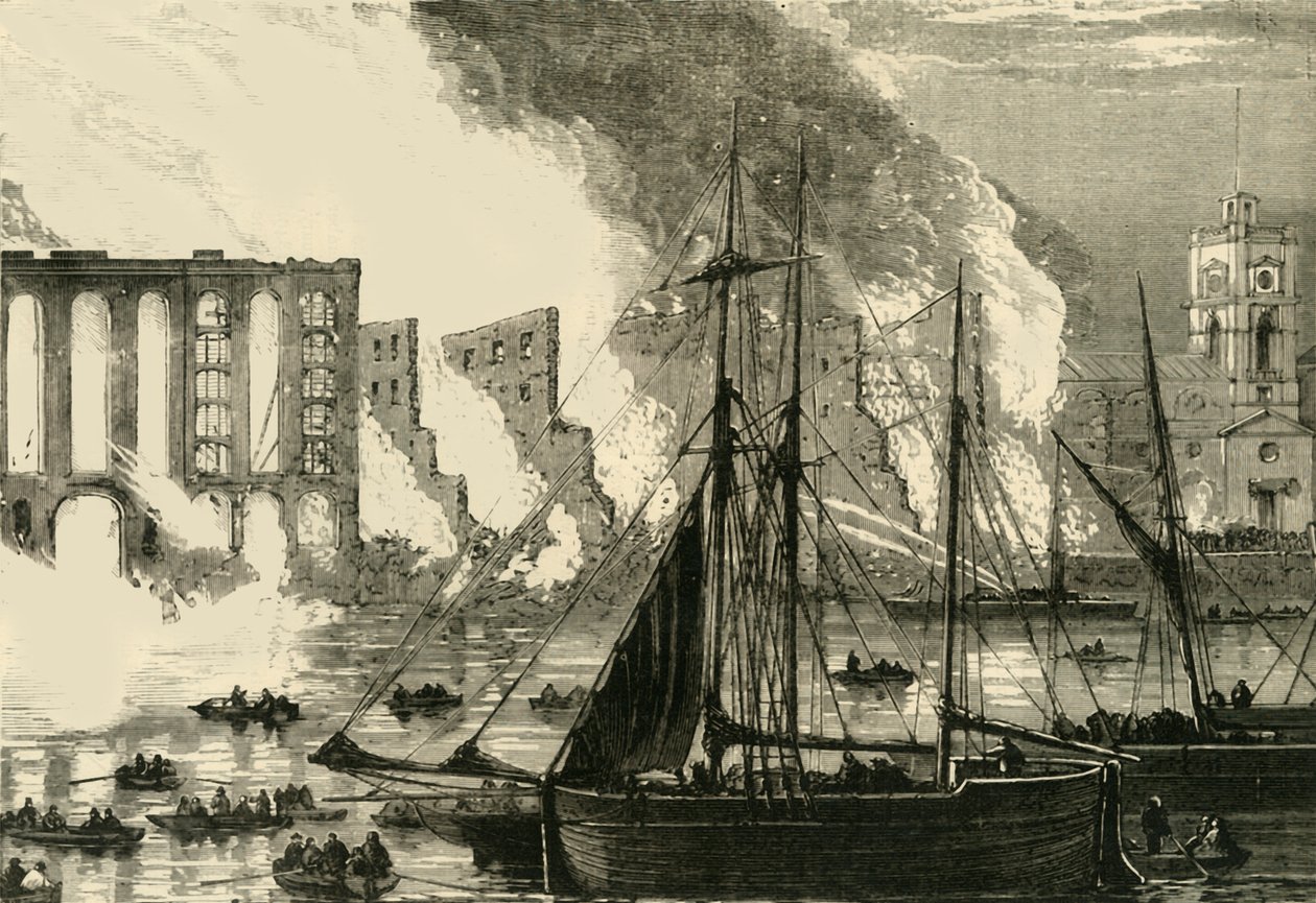 A nagy tűz a Cottons Wharf Tooley Streeten, 1861, 1878. alkotó: Unbekannt