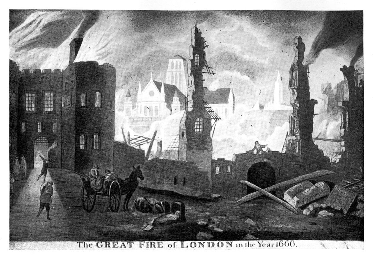 A londoni nagy tűzvész 1666-ban, 19. század alkotó: Unbekannt