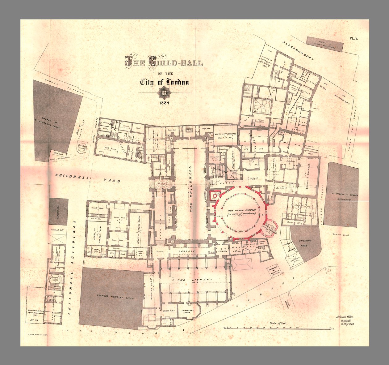 The Guild-Hall of the City of London, Terv, 1884, 1886 alkotó: Unbekannt