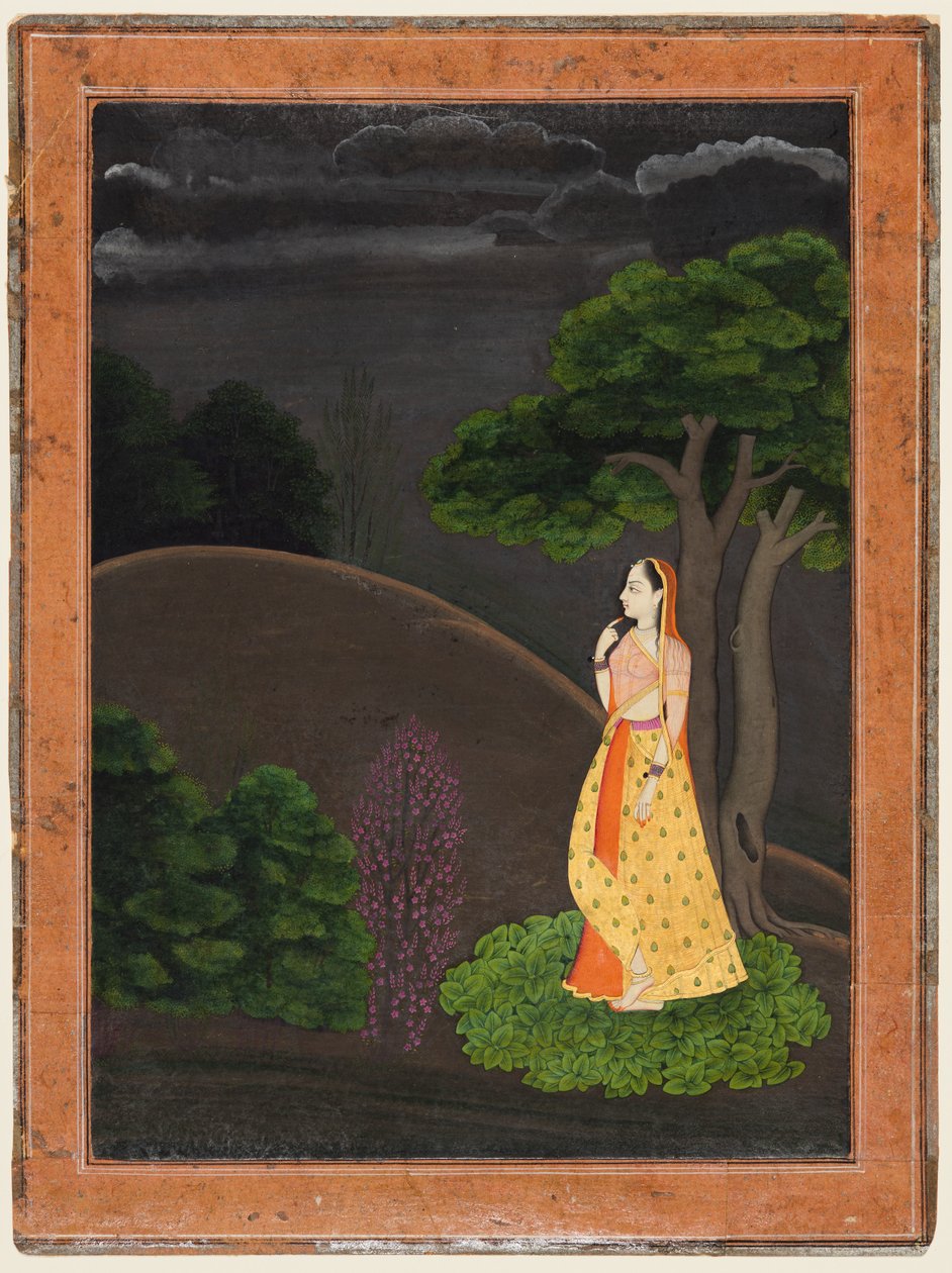 A hősnő, aki izgatottan várja távol lévő szeretőjét Utka Nayaka, c. 1750-55. alkotó: Unbekannt