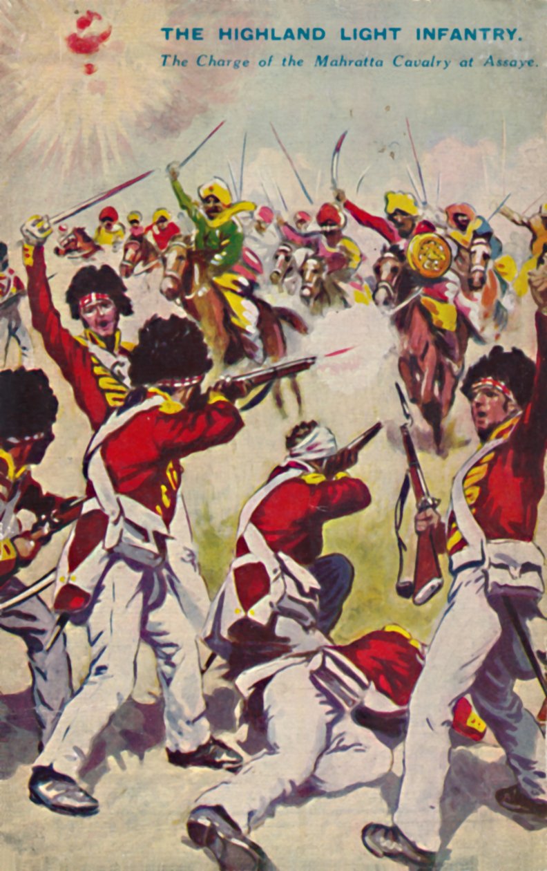 A felvidéki könnyűgyalogság. A Mahratta lovasság rohama Assaye-ban, 1803, 1939 alkotó: Unbekannt