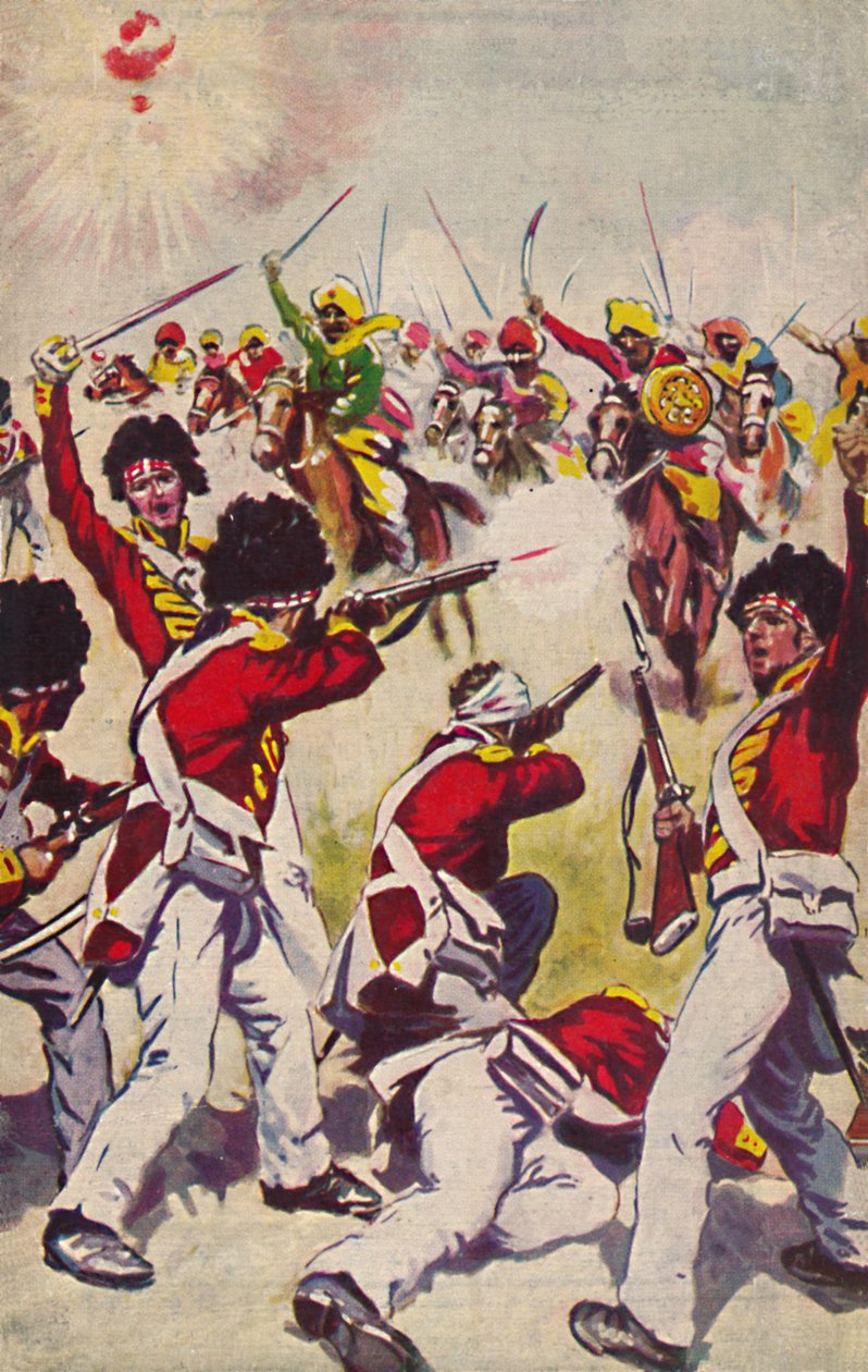 A felvidéki könnyűgyalogság. A Mahratta lovasság rohama Assaye-ban, 1803, 1939 alkotó: Unbekannt
