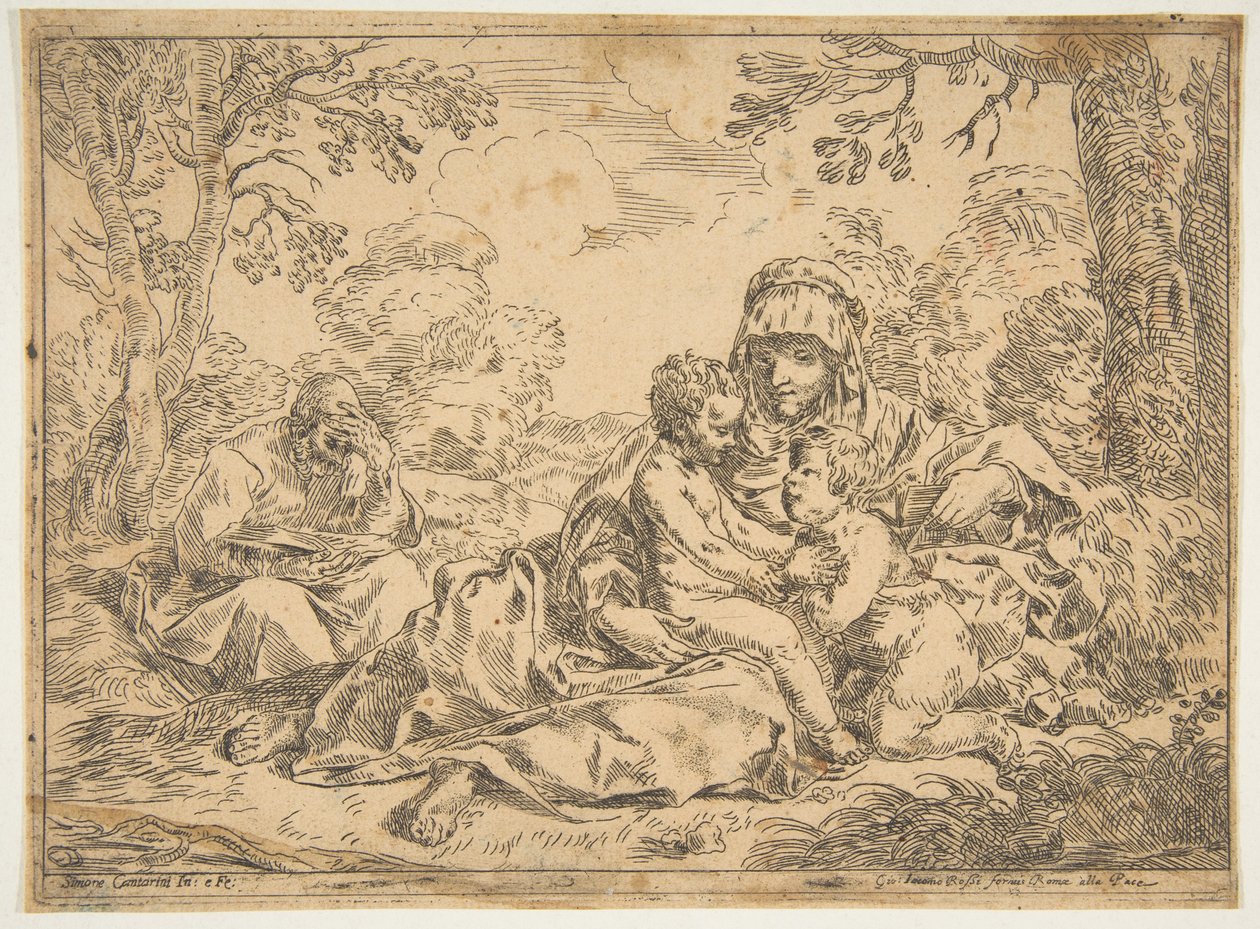 A Szent Család Keresztelő Szent Jánossal, Cantarini utáni példány, kb. 1639-1648 vagy utána. alkotó: Unbekannt