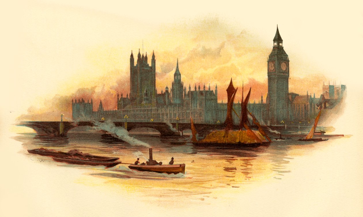 The Houses of Parliament, Westminster, London, 1890. alkotó: Unbekannt