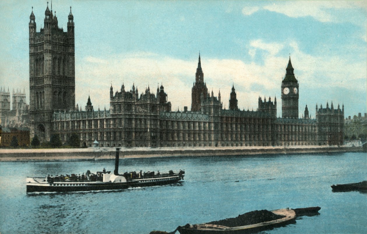 The Houses of Parliament, Westminster, London, 1907. alkotó: Unbekannt