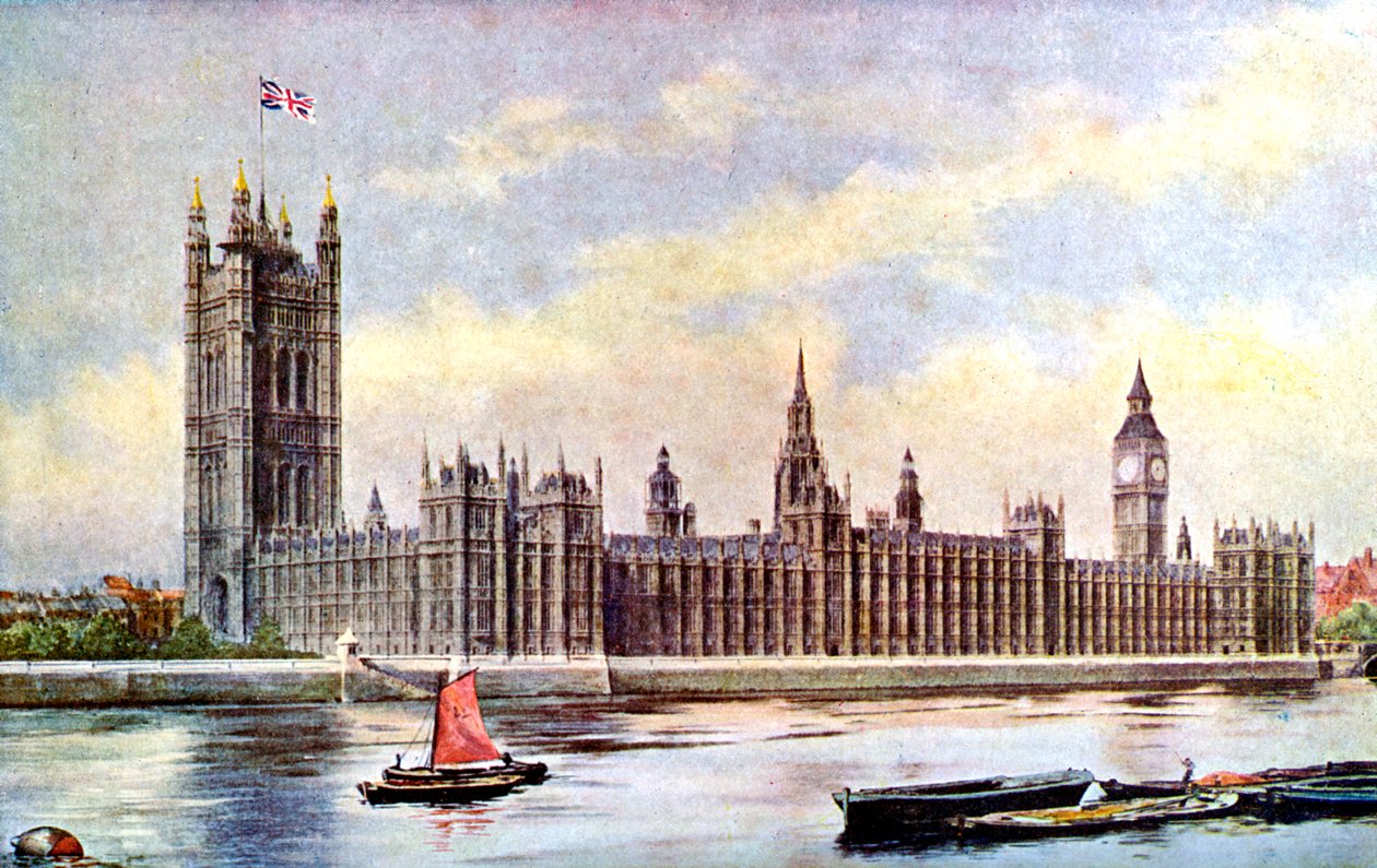 A Parlament házai a Lambeth-palotából, Westminster, London, 1905 alkotó: Unbekannt