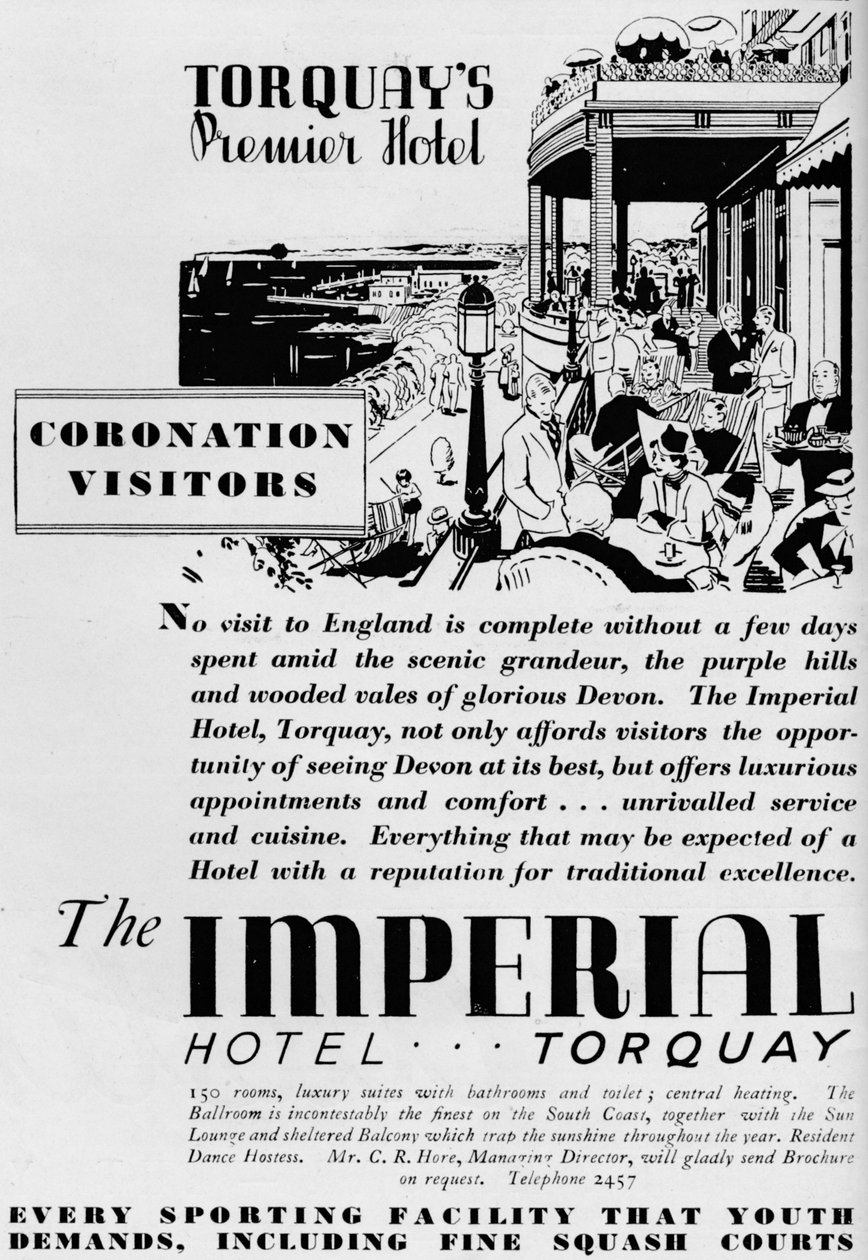The Imperial Hotel, Torquay, 1937 alkotó: Unbekannt