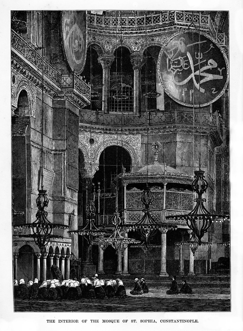 A Santa Sophia mecset belseje, Konstantinápoly, Törökország, 19. század alkotó: Unbekannt
