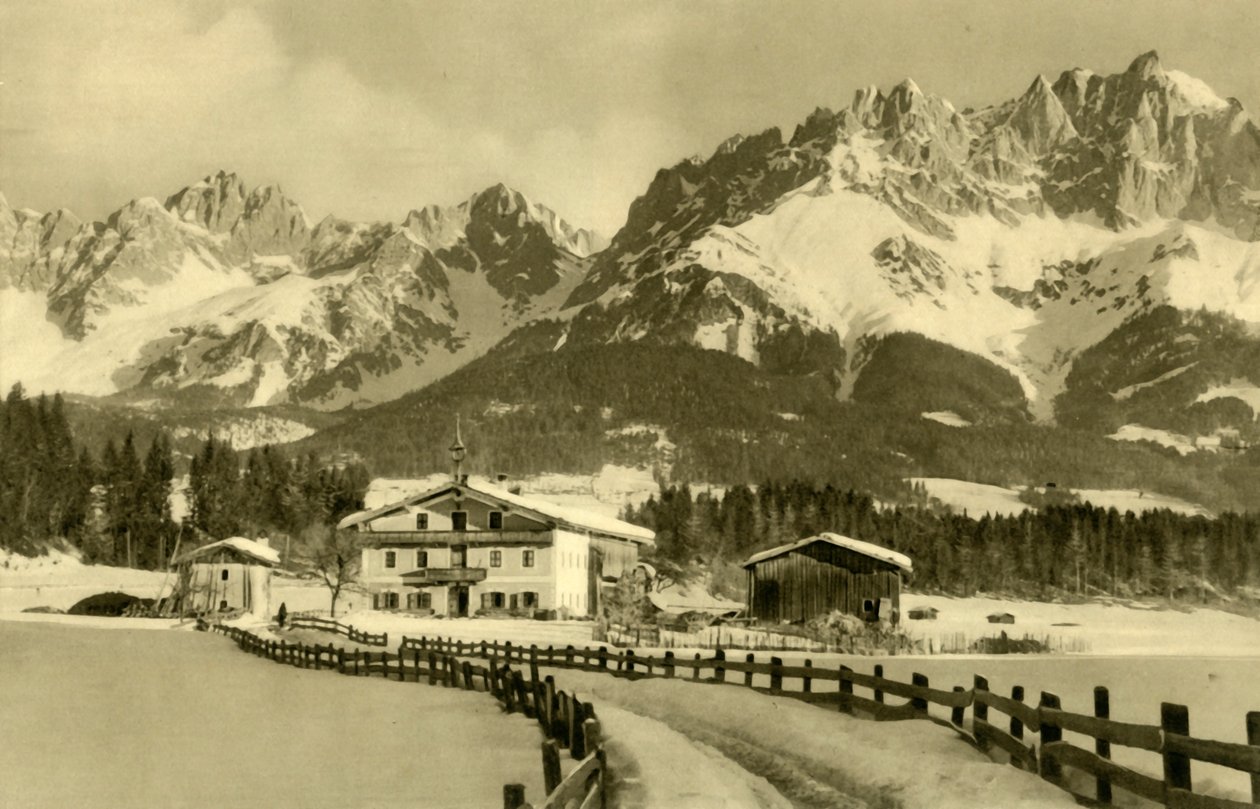 A Kaiser-hegység, Oberndorf, Tirol, Ausztria, 1935. alkotó: Unbekannt