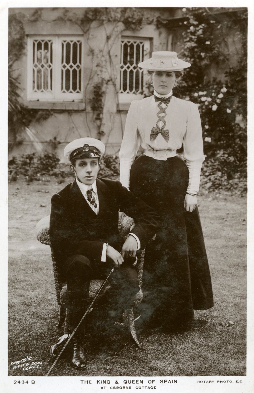Spanyolország királya és királynője Osborne Cottage-ban, Wight-sziget, c1906-c1919 alkotó: Unbekannt