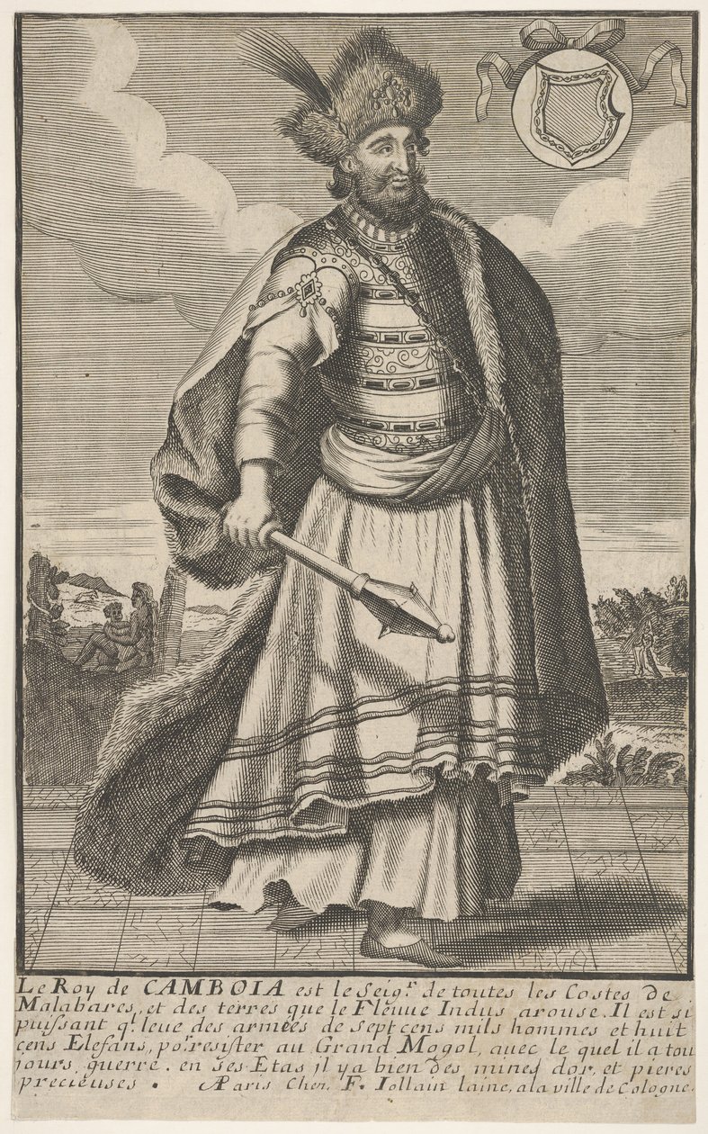 Kambodzsa királya jogarral a jobb kezében, kb. 1670-1700. alkotó: Unbekannt