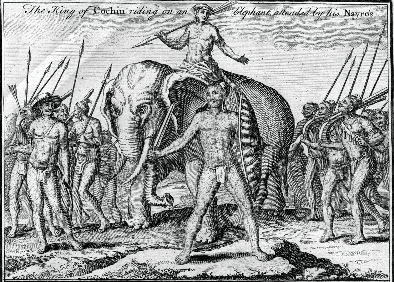Cochin királya egy elefánton lovagol, a Nayros kíséretében, 1745 alkotó: Unbekannt