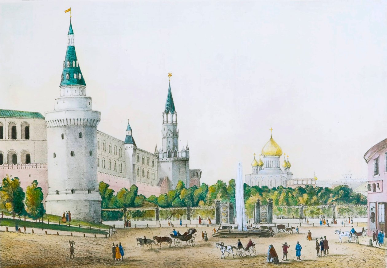 A Kreml-kert, Moszkva, Oroszország, 1830-c1840-es évek. alkotó: Unbekannt