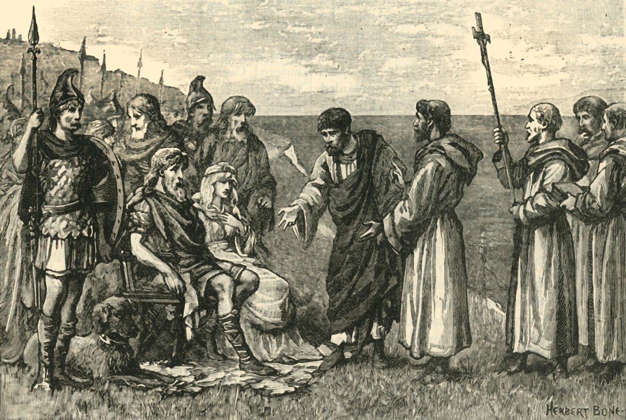 Szent Ágoston partraszállása Kentben, i.sz. 597, 1890. alkotó: Unbekannt