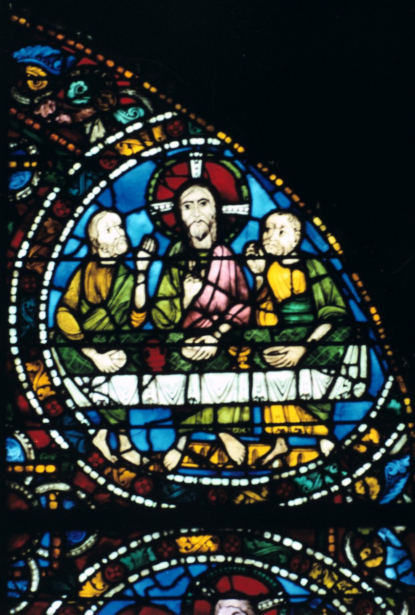 Az utolsó vacsora, ólomüveg, Chartres-i katedrális, Franciaország, 1194-1260 alkotó: Unbekannt
