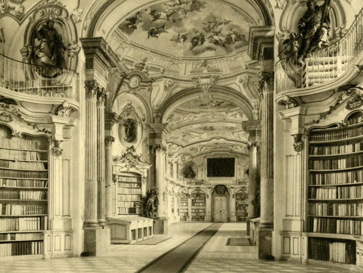 Könyvtár, Admont Abbey, Ausztria, 1935. alkotó: Unbekannt