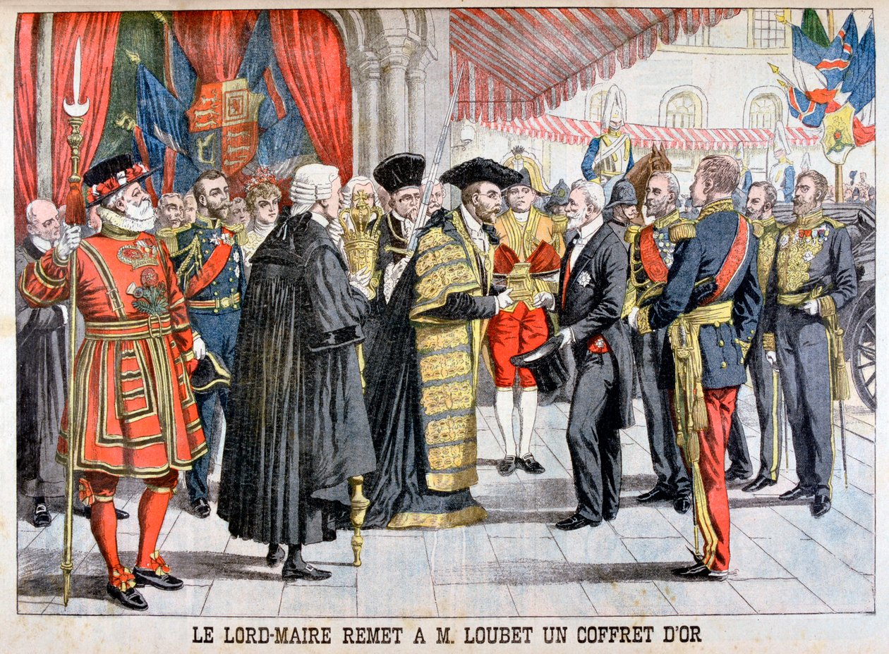 A londoni főpolgármester egy 1903-as aranydobozt ad Loubet úrnak alkotó: Unbekannt