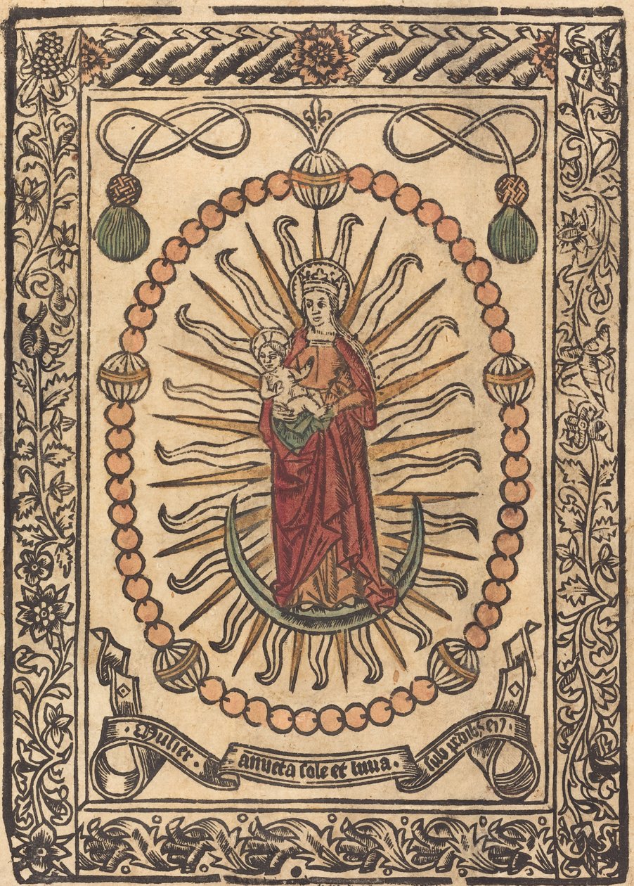 A Madonna és a gyermek rózsafüzérben, c. 1490. alkotó: Unbekannt
