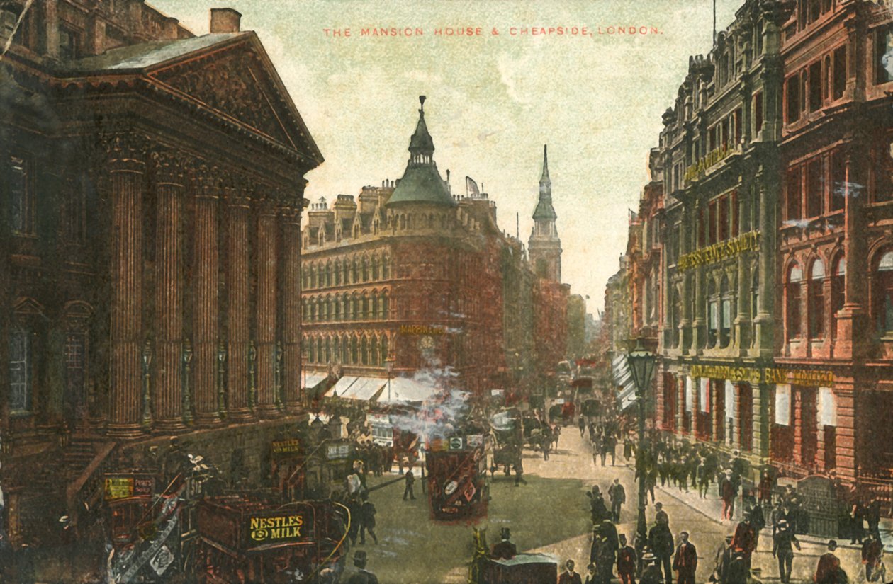 The Mansion House & Cheapside, London, 19. század vége – 20. század eleje. alkotó: Unbekannt