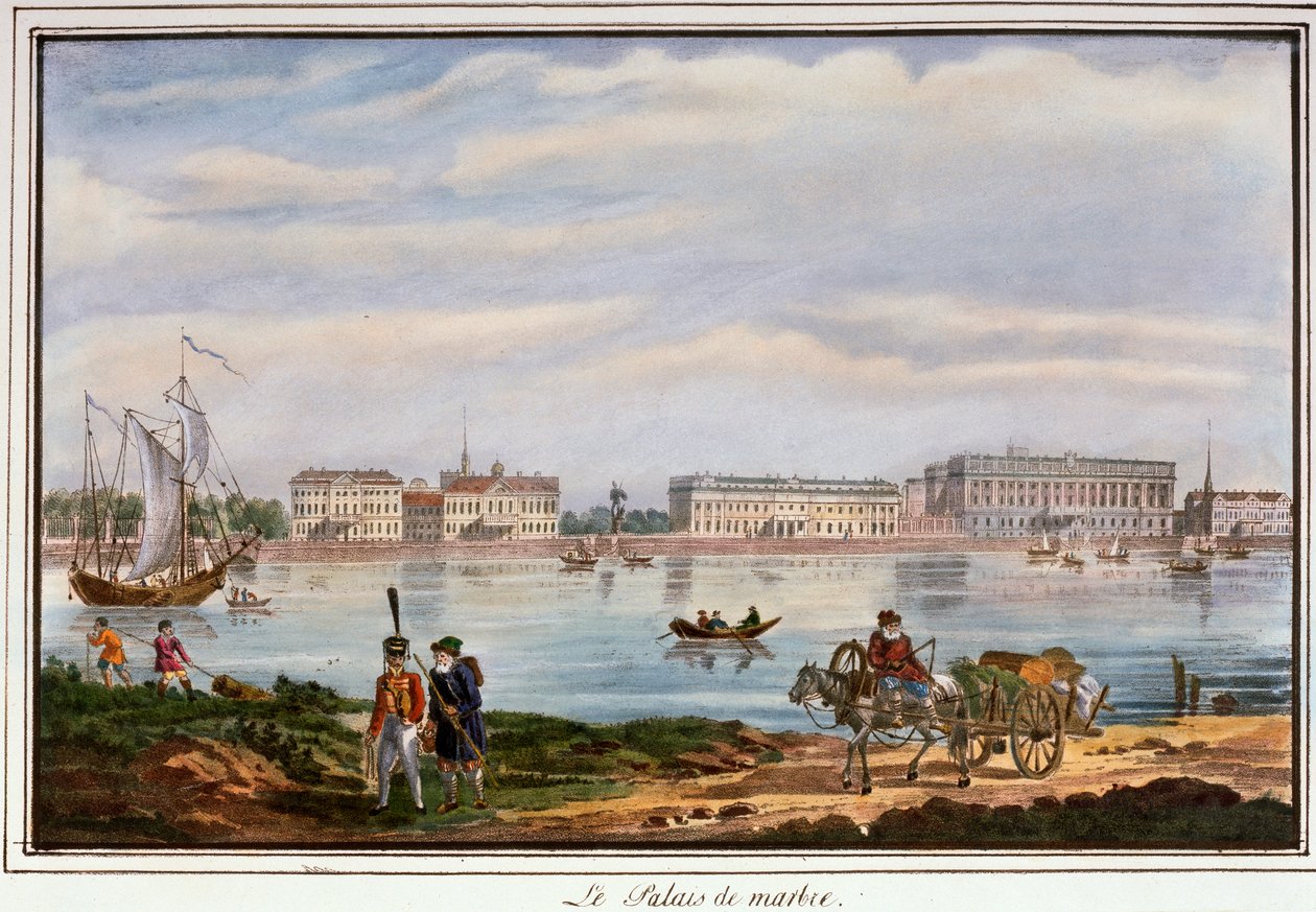 A Márványpalota és a Néva-töltés, Szentpétervár, Oroszország, 1822 alkotó: Unbekannt