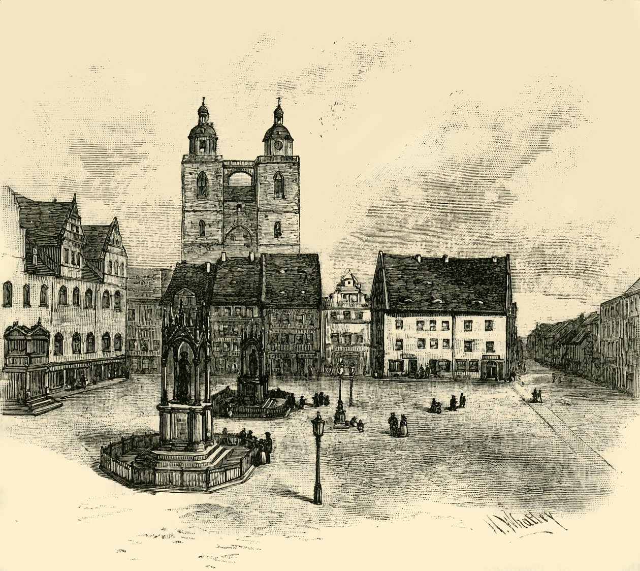 A Piac tér, Wittenberg, 1890. alkotó: Unbekannt