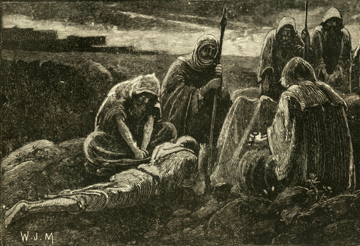 Jábes emberei Saul és Jonatán sírja fölött gyászolnak, 1890. alkotó: Unbekannt