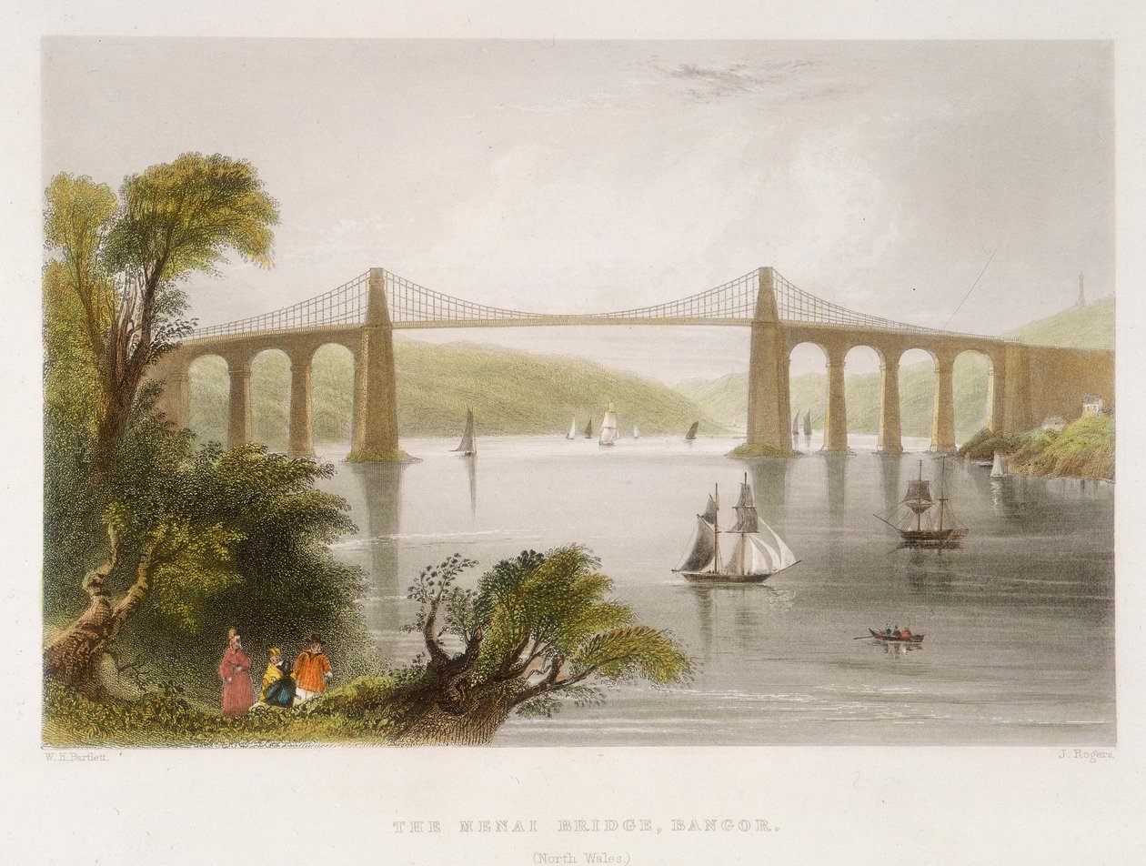 Menai híd, Bangor Észak-Wales, 1826-c1850 alkotó: Unbekannt