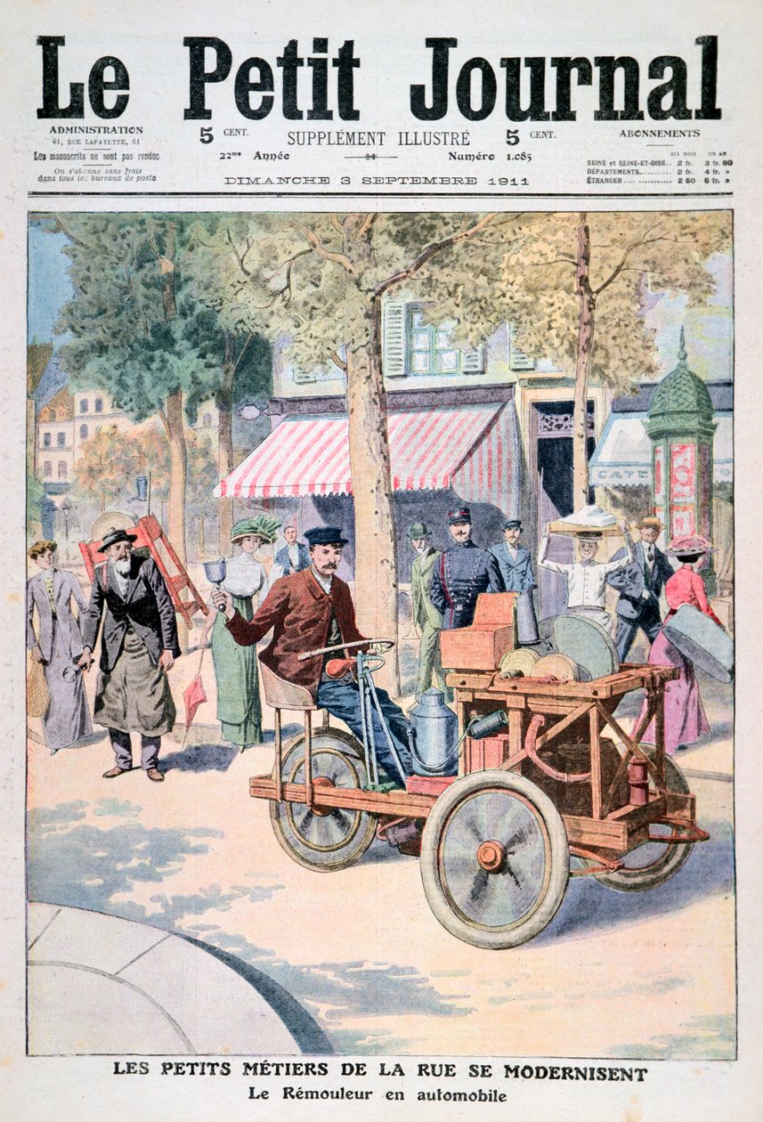 Az utcai kereskedők modernizálása: a Késcsiszoló autó, 1911 alkotó: Unbekannt