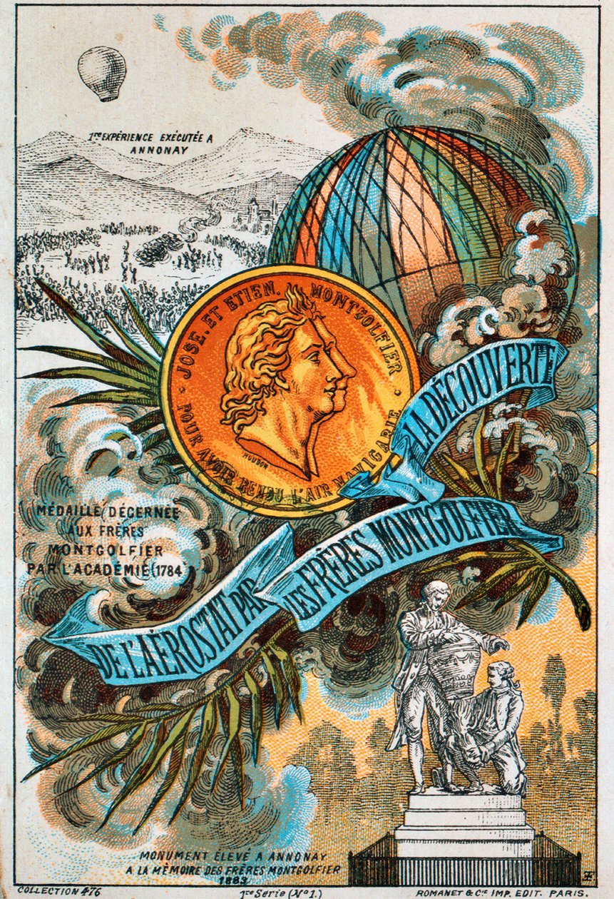 A Montgolfier fivérek, francia léggömbös úttörők, 1890-es évek. alkotó: Unbekannt
