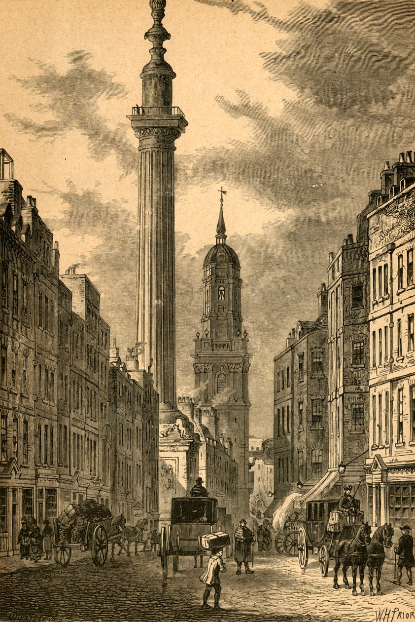 Az emlékmű és a Szent Magnus-templom, 1800 körül, 1897. alkotó: Unbekannt