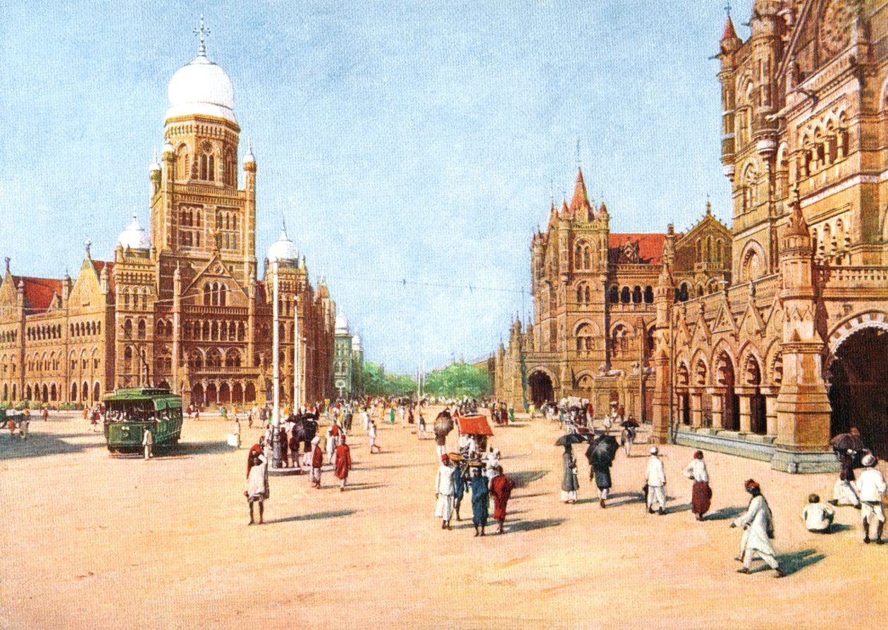 A városi hivatalok és a Victoria Terminus, Bombay, India, 20. század eleje alkotó: Unbekannt