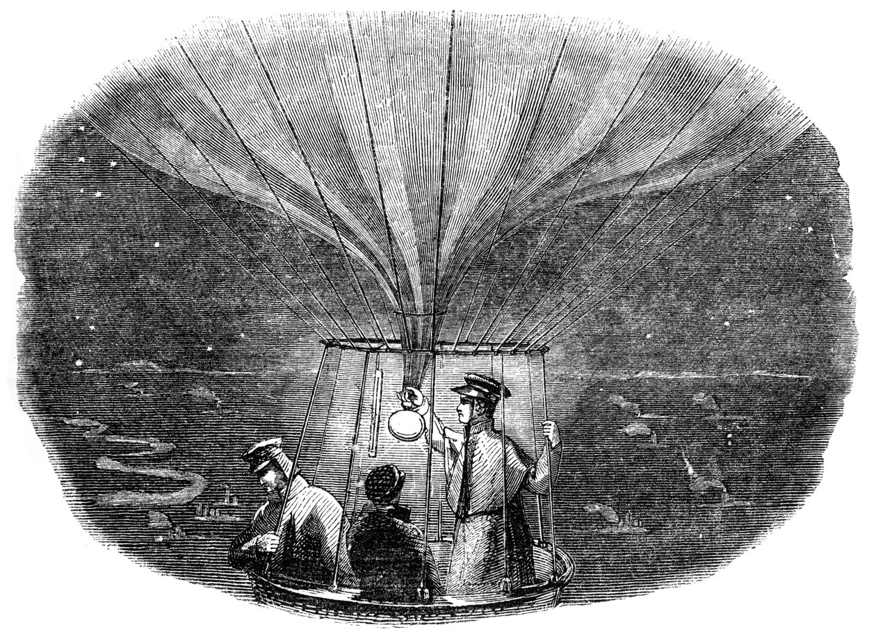 A Nassau léggömb éjjel áthaladt Liege felett, 1836, 1886 alkotó: Unbekannt