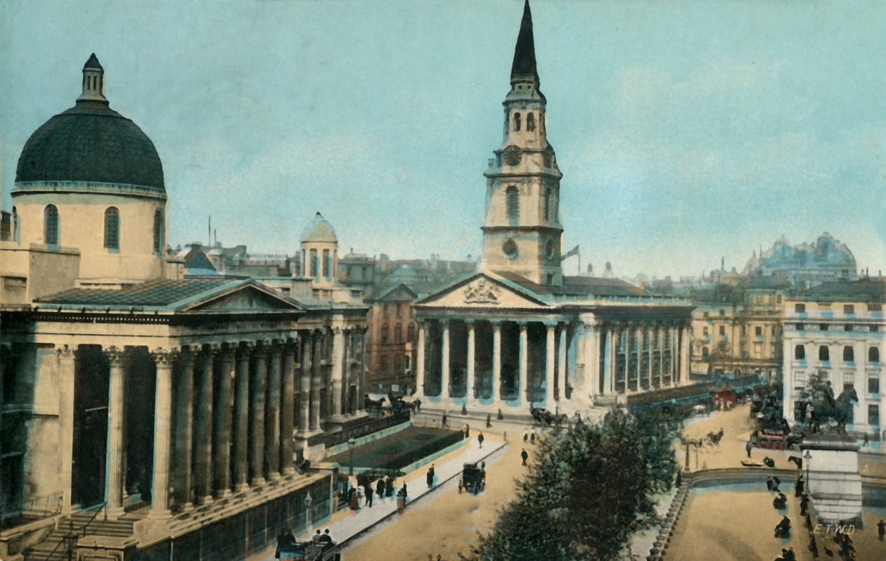 A National Gallery és a St Martin in the Fields, Trafalgar Square, London, 1910. alkotó: Unbekannt
