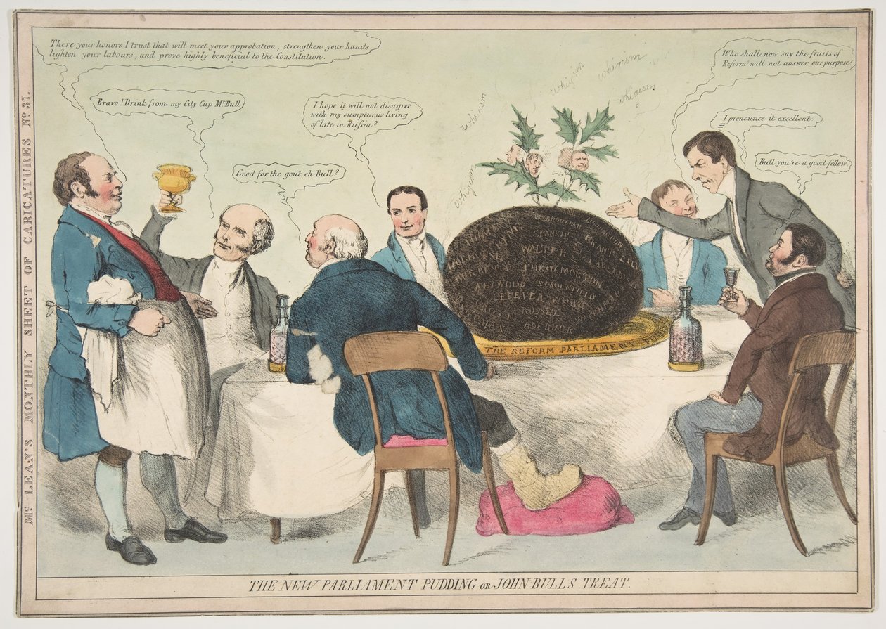 The New Parliament Pudding vagy John Bulls Treat, kb. 1832. alkotó: Unbekannt