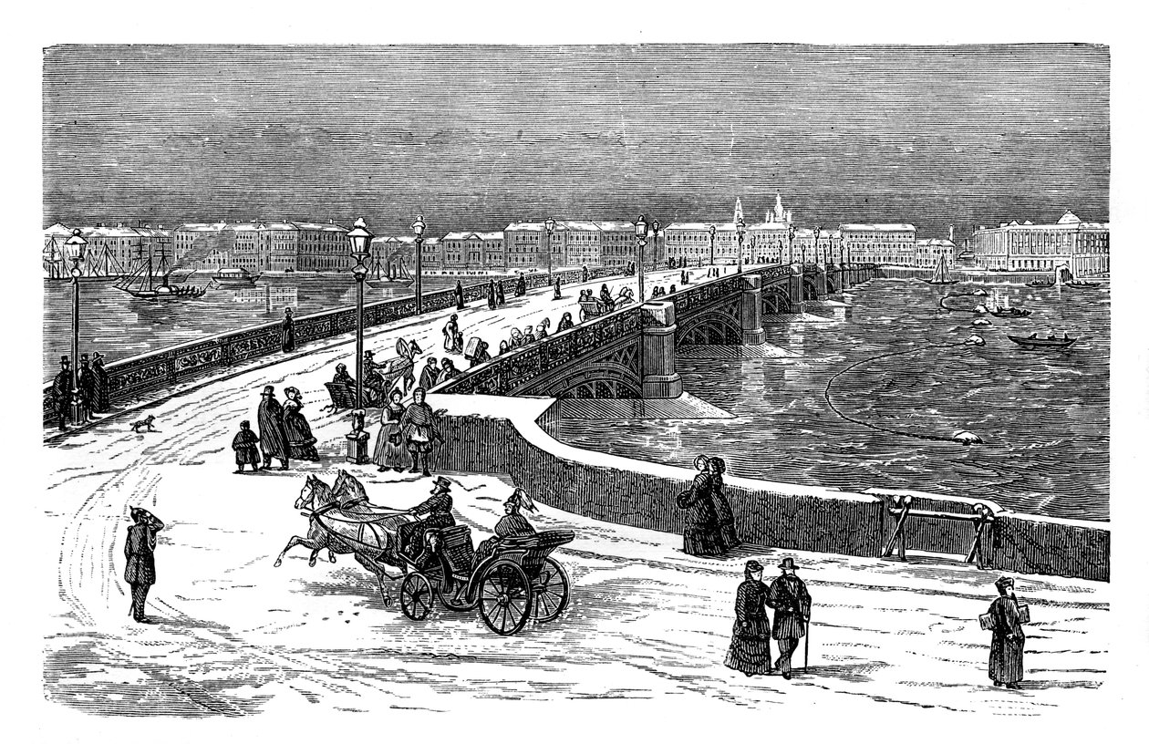 Nicolai híd a Néva folyón, Szentpétervár, Oroszország, 1888 alkotó: Unbekannt