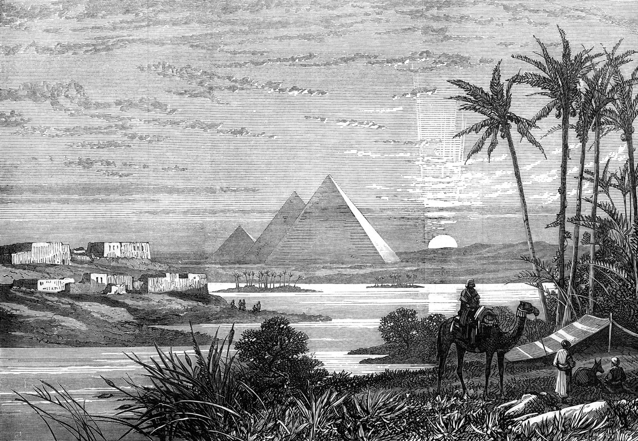A Nílus és a piramisok a Boulak útról, 1874 alkotó: Unbekannt