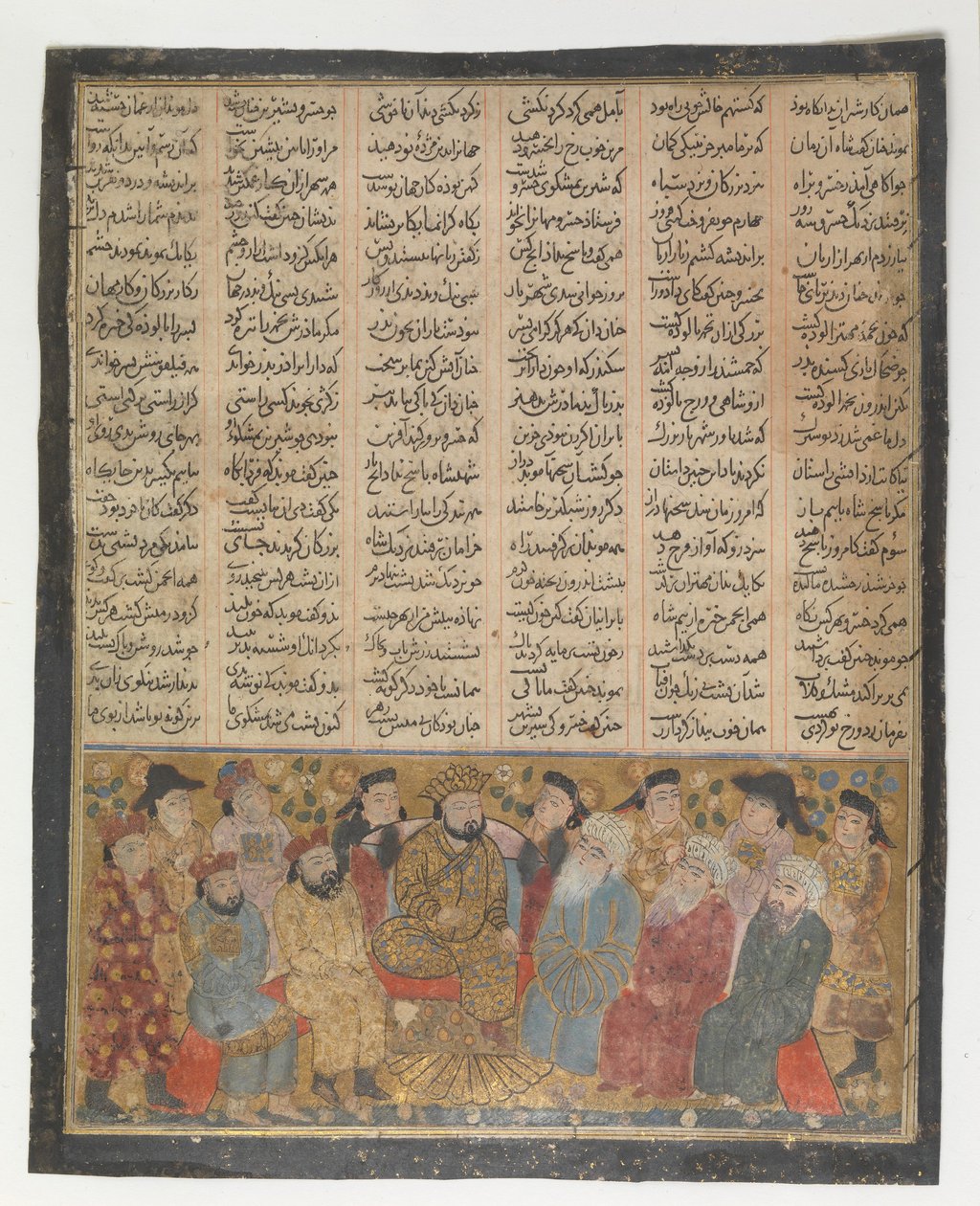 A nemesek és a mubidok tanácsot adnak Khusrau Parviznek Shirinről, Folio az Elsőből..., kb. 1300-30. alkotó: Unbekannt