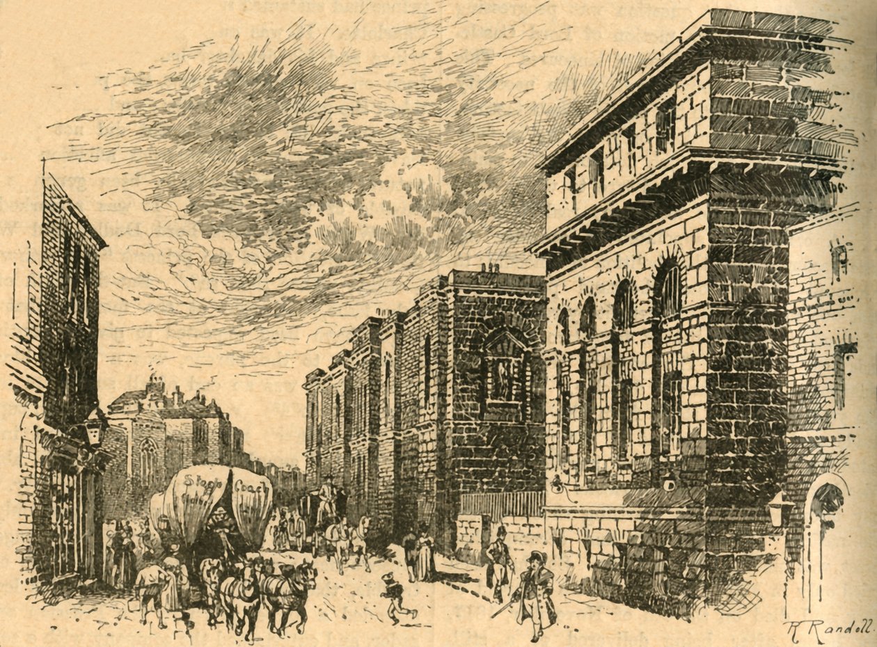 Az Old Bailey, London, 19. század eleje, 1890. alkotó: Unbekannt