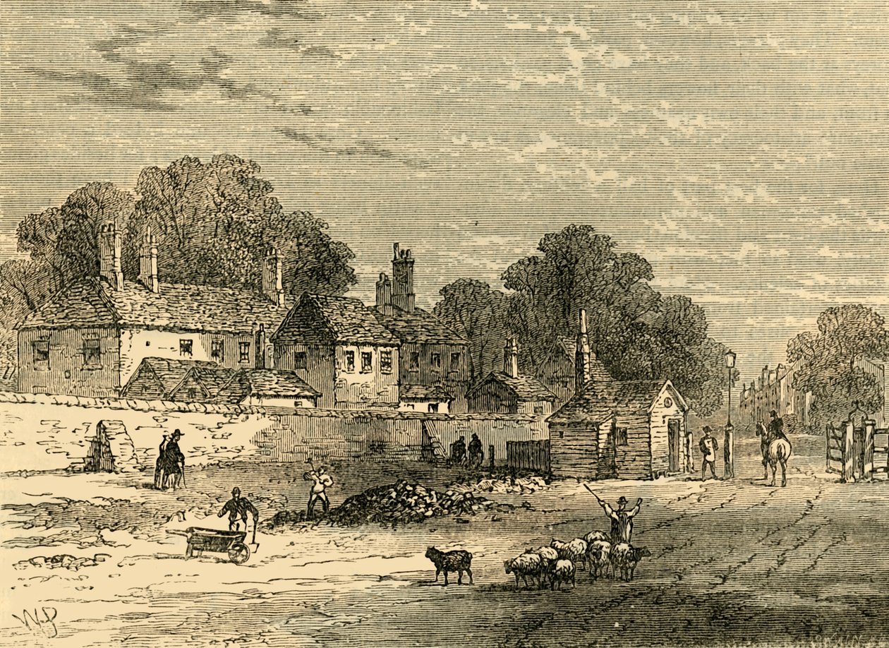 Az Old Turnpike, Kensington, 1820-ban, 1876 körül. alkotó: Unbekannt